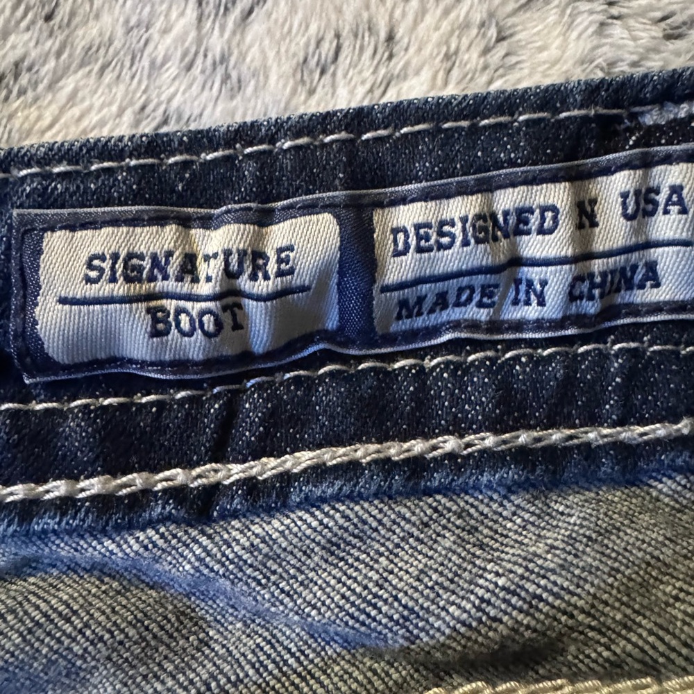 Miss Me Women's Blue Flared Jeans bootcut Sz 27 (size 4) concert festival biker - Picture 8 of 11
